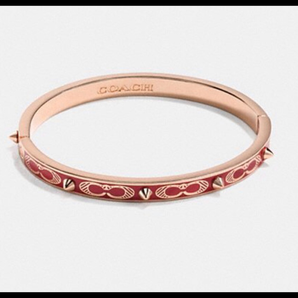 Coach studded bangle bracelet- Red - Rose gold